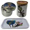 Invader Zim Cartoon Spice Grinder, Stash Jar, Rolling Tray Set - spicedanime