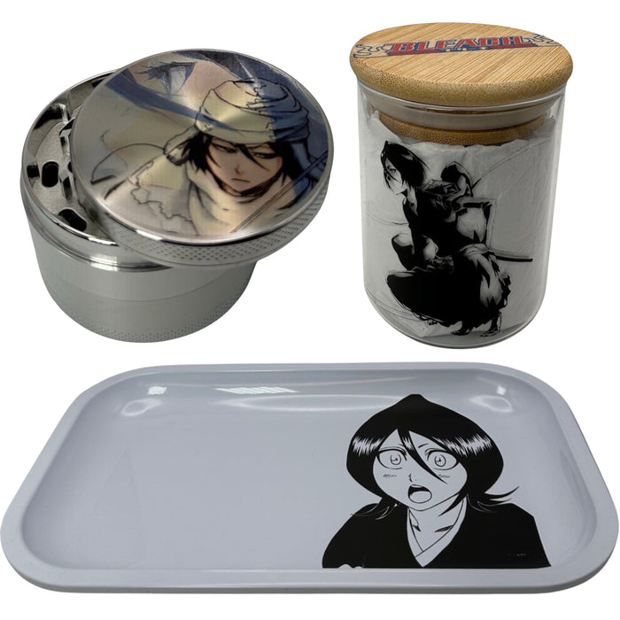 Rukia Thousand Year Blood War Grinder, Jar, Rolling Tray Set