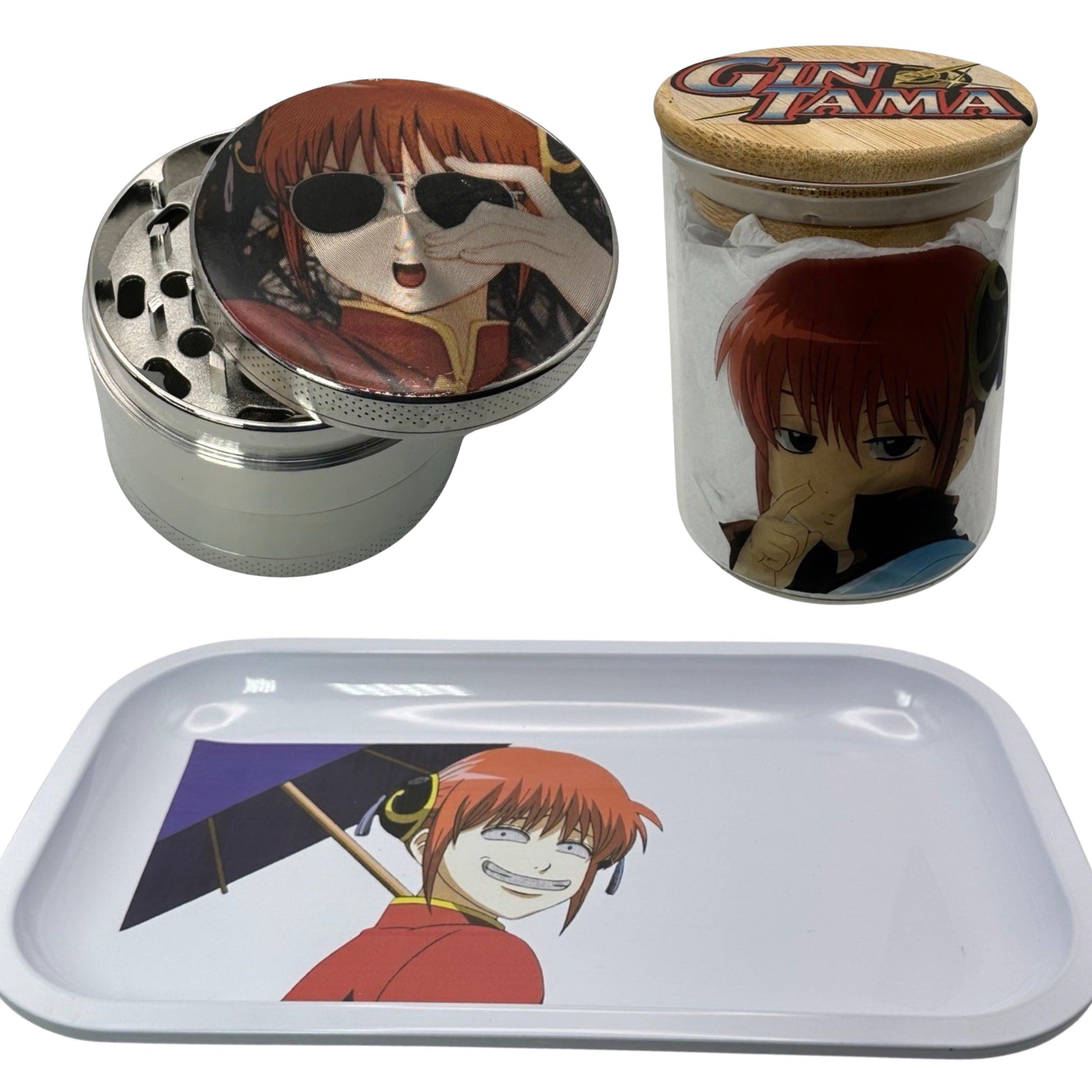 Gintama Anime Spice Grinder, Stash Jar, Rolling Tray Set - spicedanime