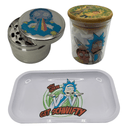 Rick and Morty Cartoon Spice Grinder, Stash Jar, Rolling Tray Set - spicedanime