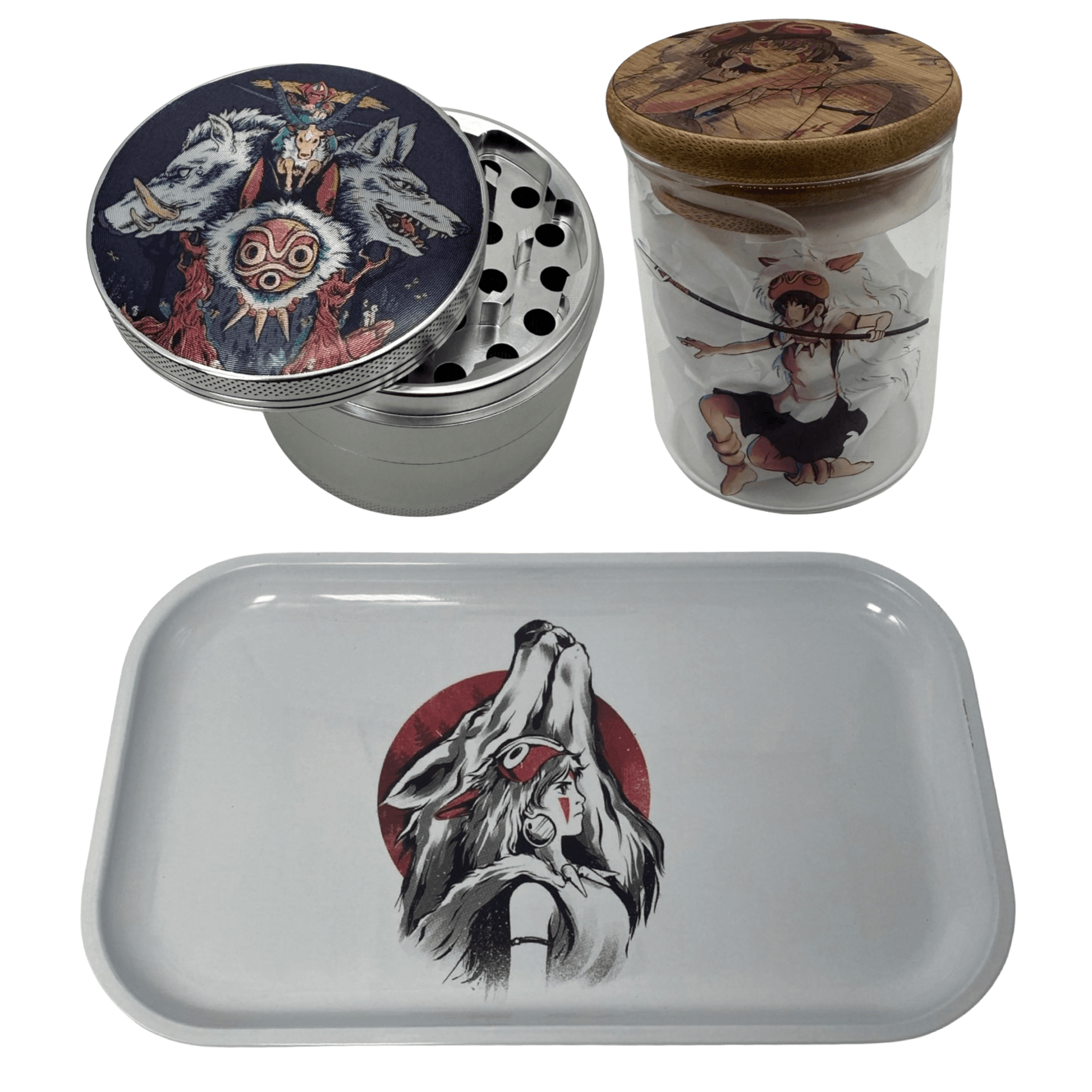Studio Ghibli Cartoon Anime Spice Grinder, Stash Jar, Rolling Tray Set - spicedanime