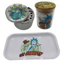 Rick and Morty Cartoon Spice Grinder, Stash Jar, Rolling Tray Set - spicedanime