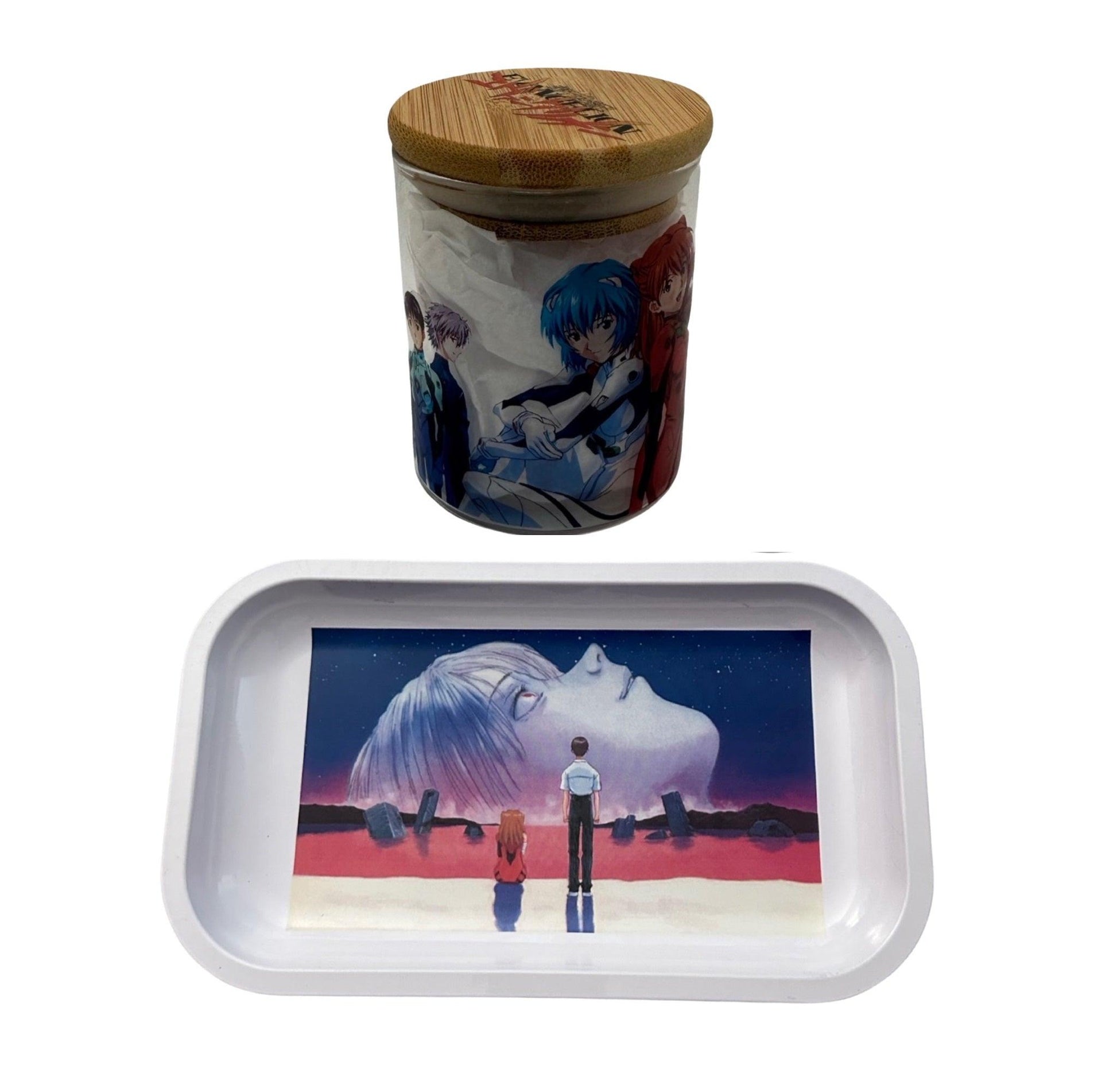 Neon Genesis Mecha Anime Spice Grinder, Stash Jar, Rolling Tray Set - spicedanime