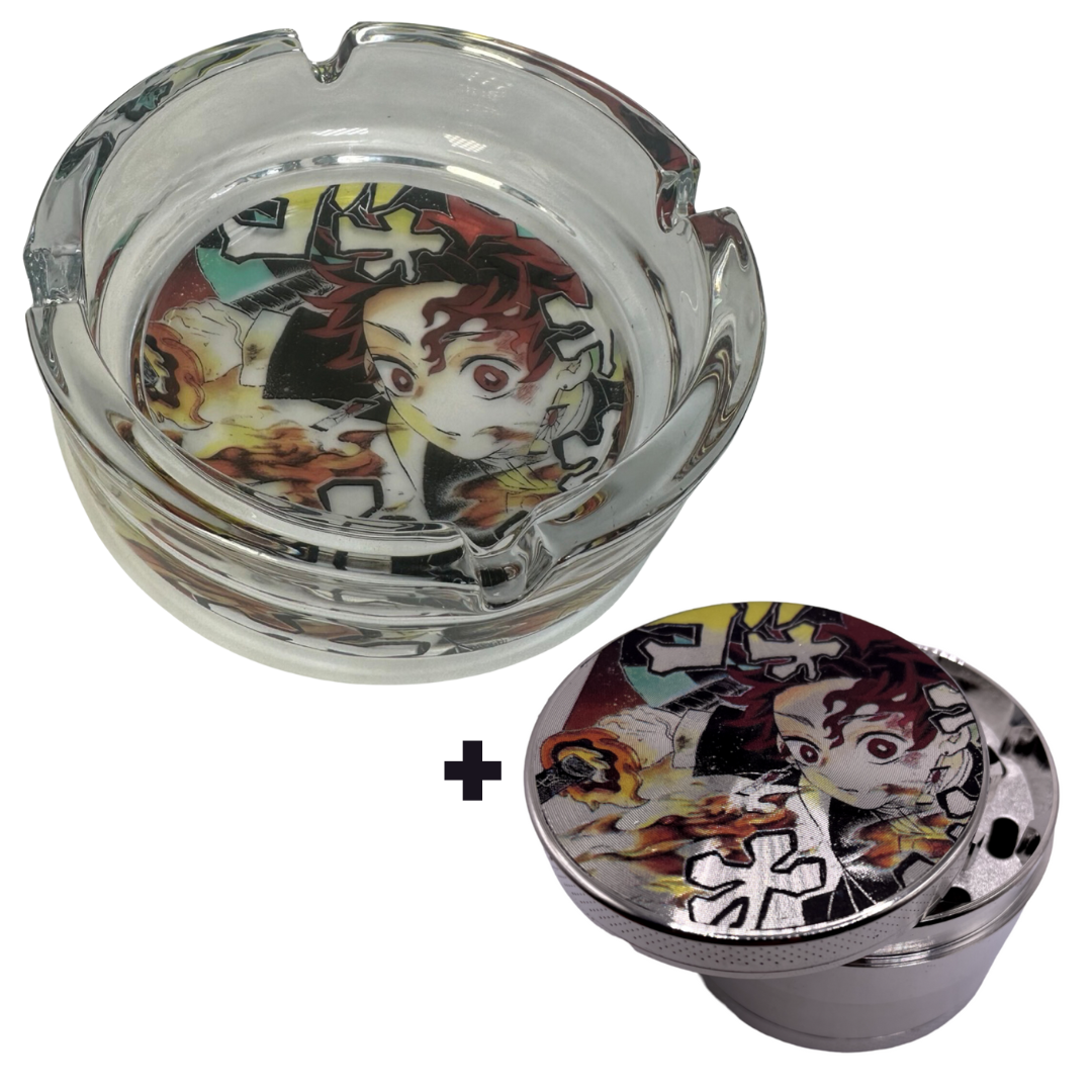 Demon Slayer Tanjiro Anime Round Glass Ashtray