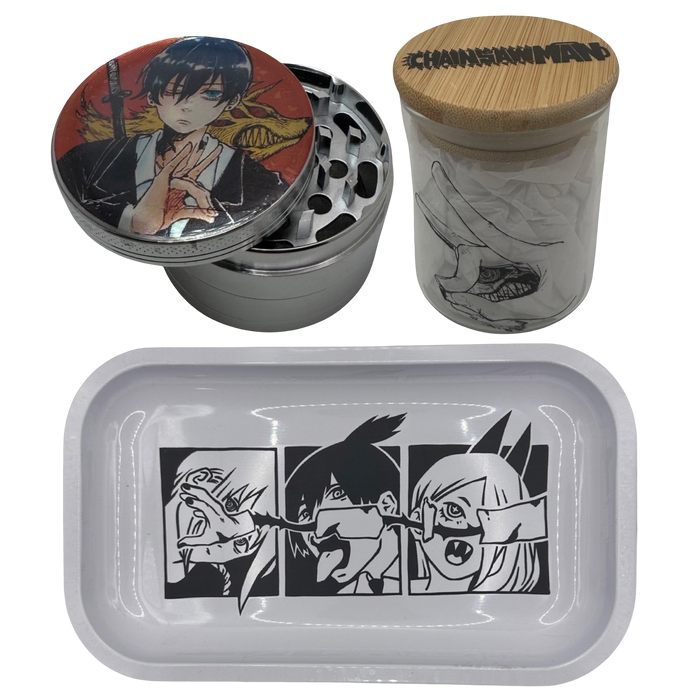 Aki and Fox Devil Grinder, Jar, Rolling Tray Set