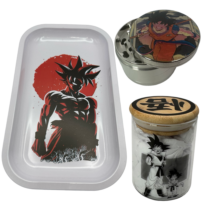Chill Goku Grinder, Jar, Rolling Tray Set