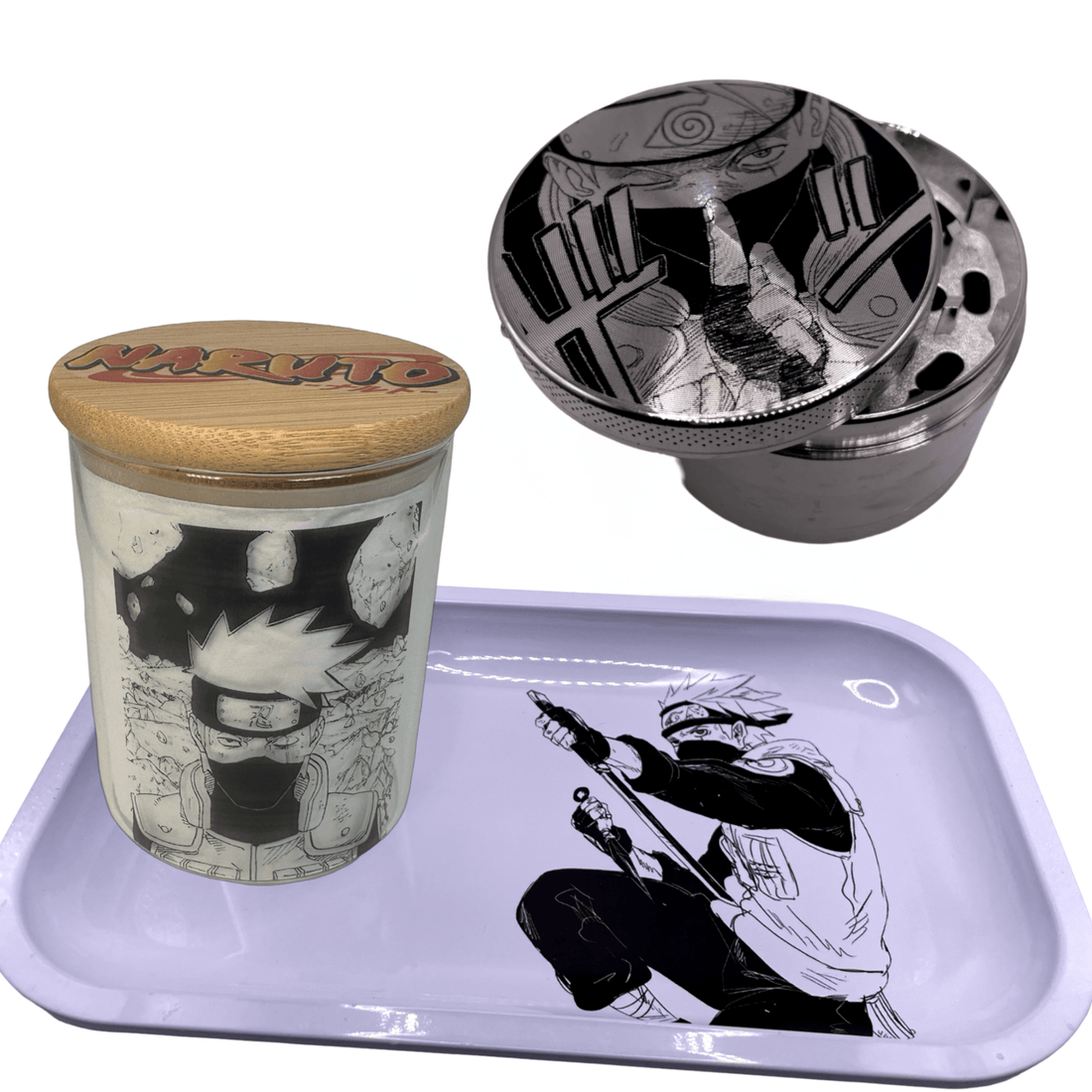 Naruto Anime Spice Grinder, Stash Jar, Rolling Tray Set - spicedanime