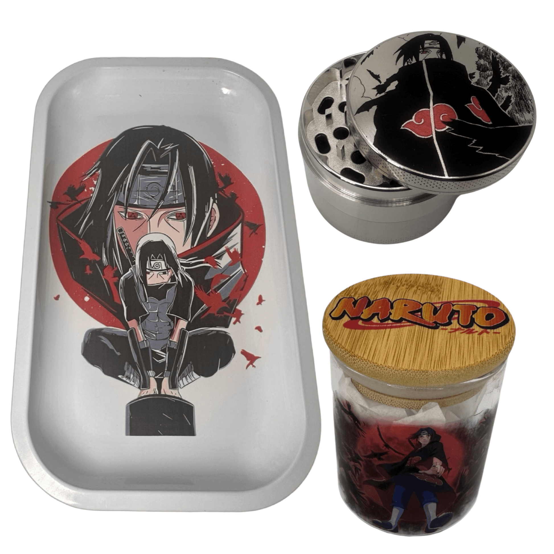 Naruto Anime Spice Grinder, Stash Jar, Rolling Tray Set - spicedanime