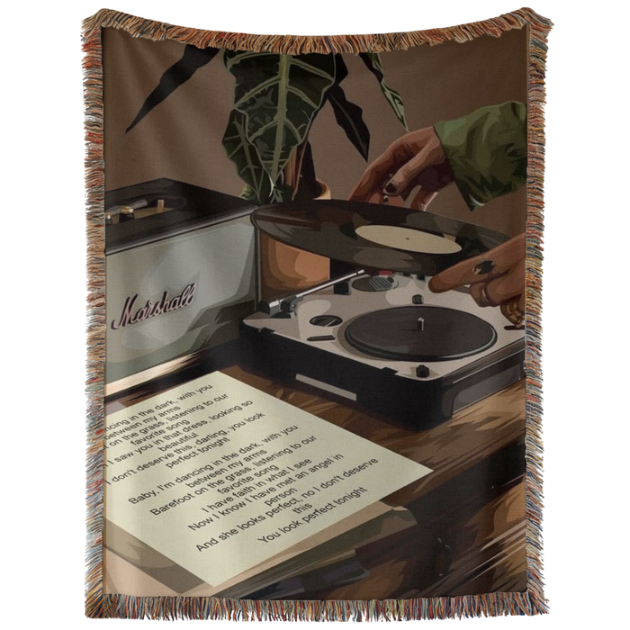 Record Player Hand Woven Tapestry, Blanket, Rug