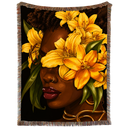 Yellow Flower Hand Woven Tapestry, Blanket, Rug