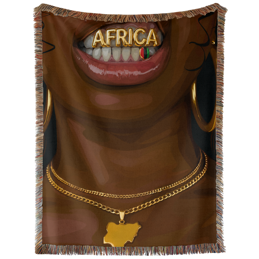 Africa Girl Grills Hand Woven Tapestry, Blanket, Rug
