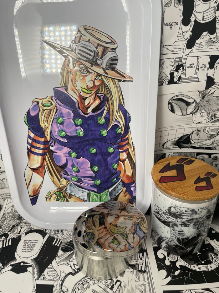 Gyro Zeppeli Steel Ball Grinder, Jar, Rolling Tray Set