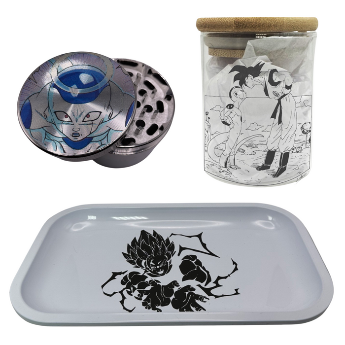 Dragon Ball Z Anime Spice Grinder, Stash Jar, Rolling Tray Set - spicedanime