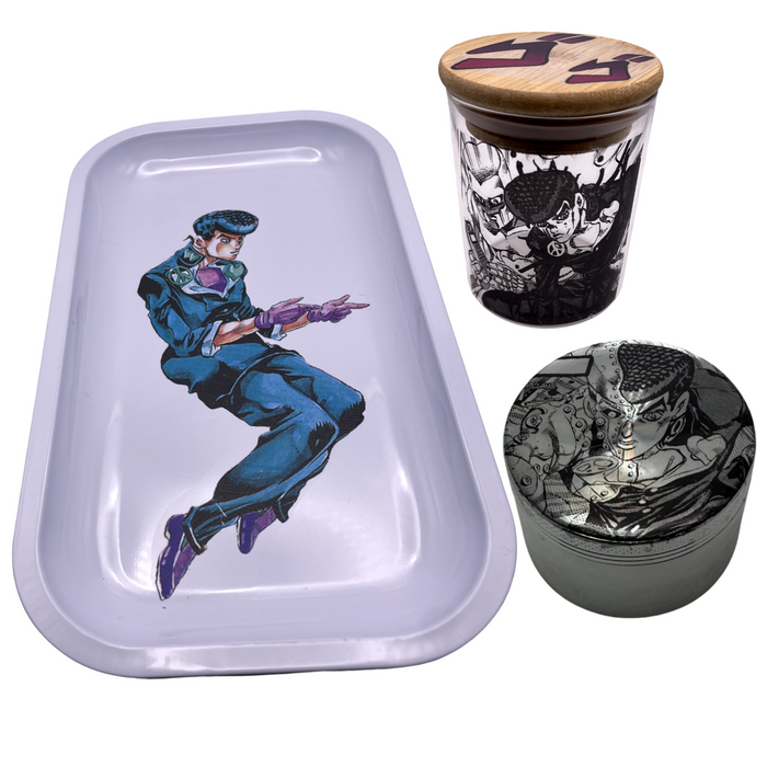 Josuke Crazy Diamond Manga Grinder, Jar, Rolling Tray Set