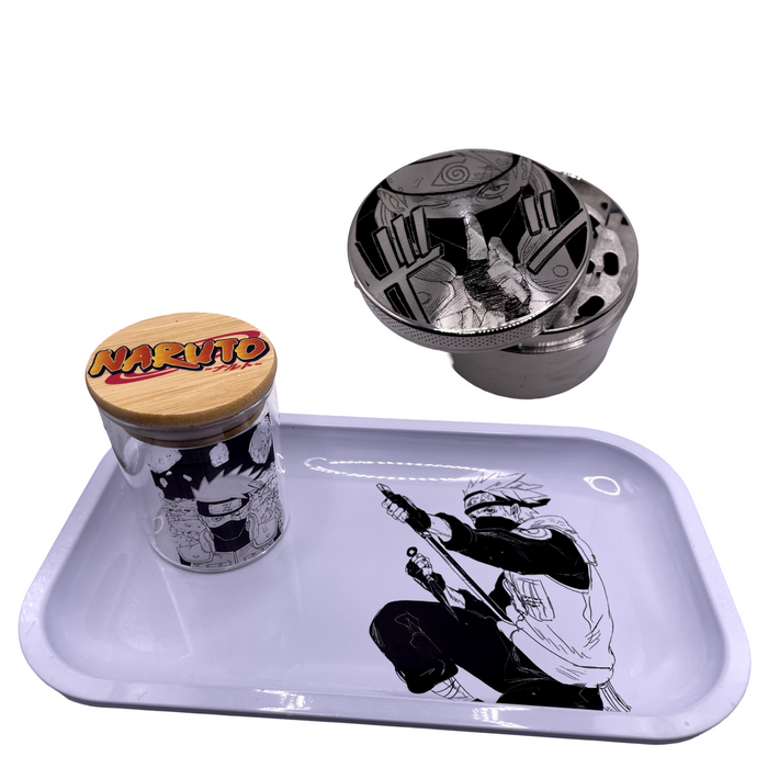 Naruto Anime Spice Grinder, Stash Jar, Rolling Tray Set - spicedanime