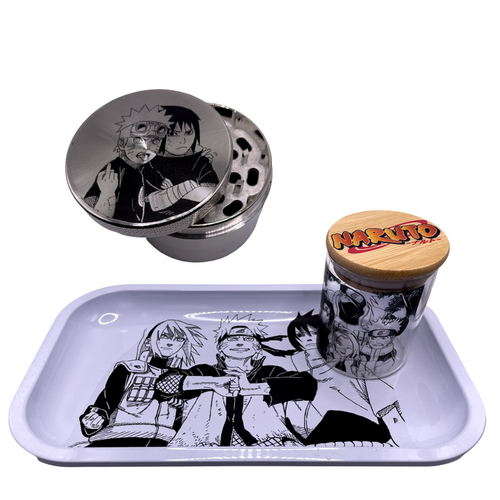 Naruto Anime Spice Grinder, Stash Jar, Rolling Tray Set - spicedanime