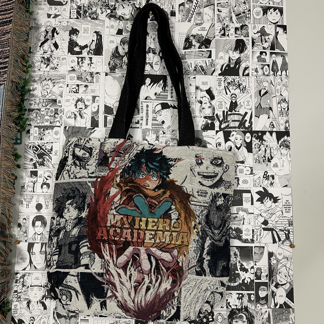 Deku and Shigaraki Woven Tapestry Tote Bag