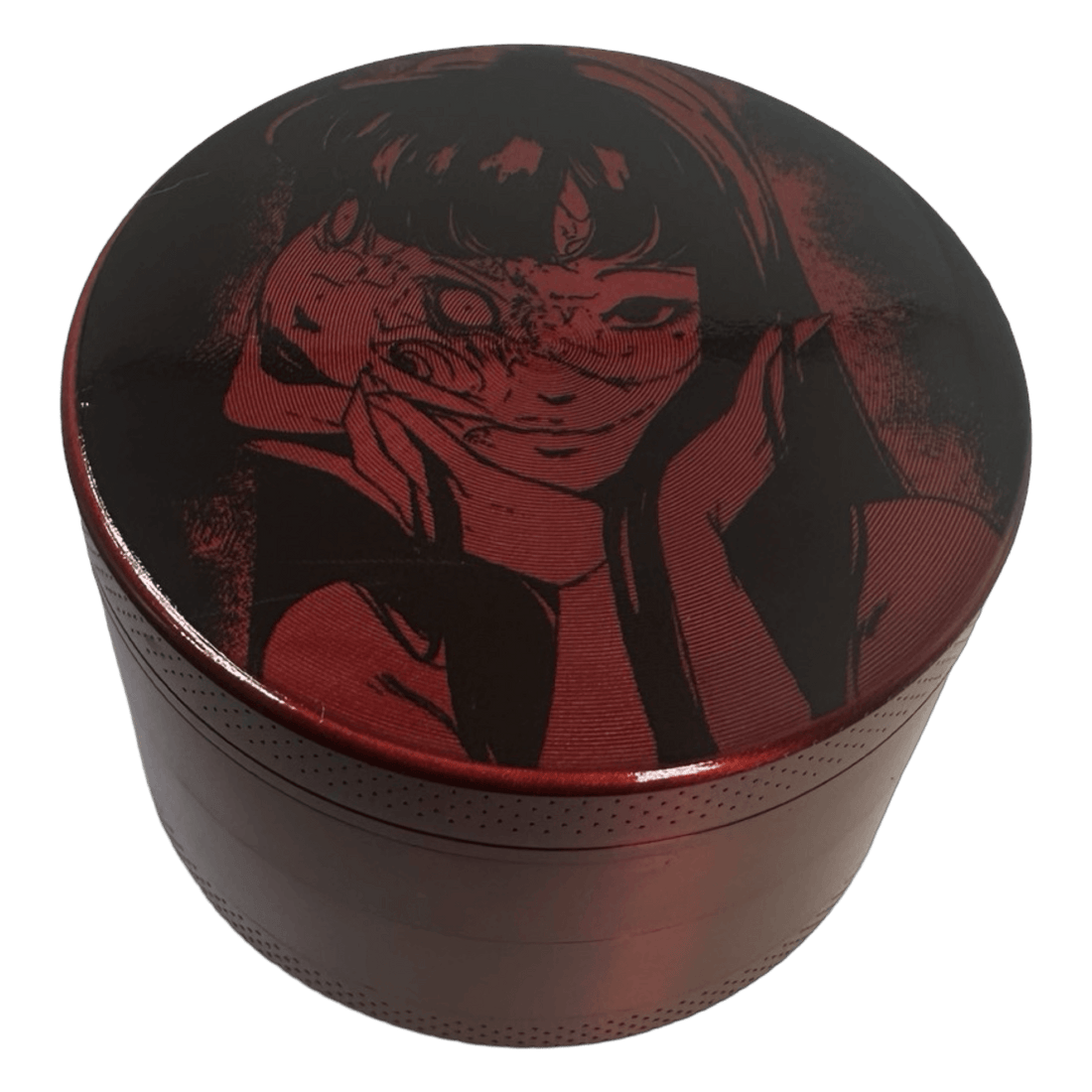 Junji Ito Grinder, Horror Grinder, Anime Grinder, Large Grinder With Catcher, 2.5 Inch Red Grinder - spicedanime