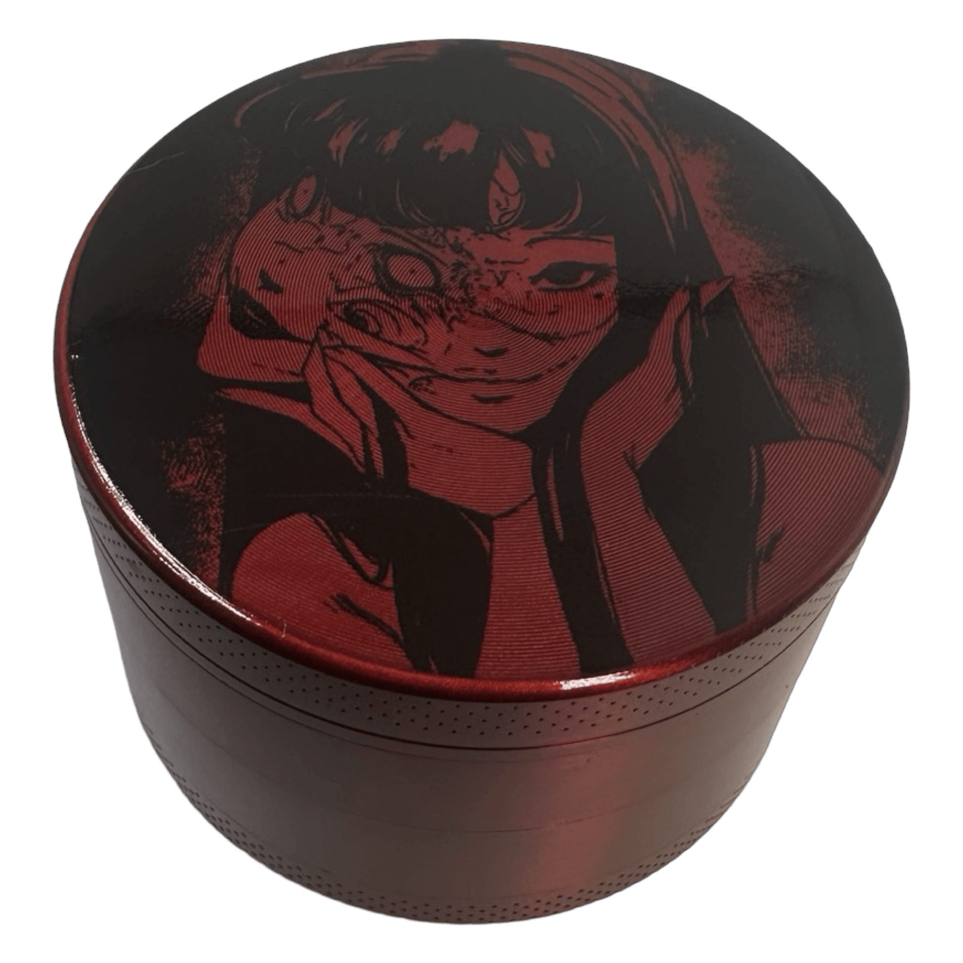 Junji Ito Grinder, Horror Grinder, Anime Grinder, Large Grinder With Catcher, 2.5 Inch Red Grinder - spicedanime