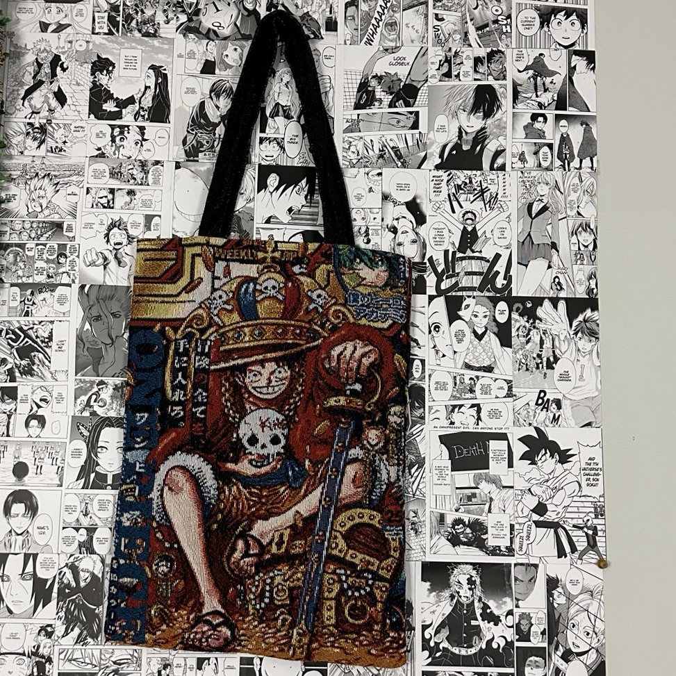 Luffy Pirate King Woven Tapestry Tote Bag