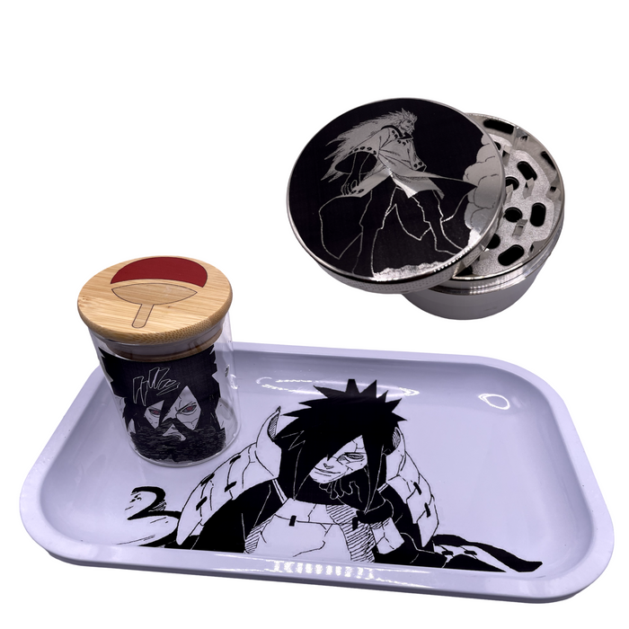Madara Uchiha Six Paths Grinder, Jar, Rolling Tray Set