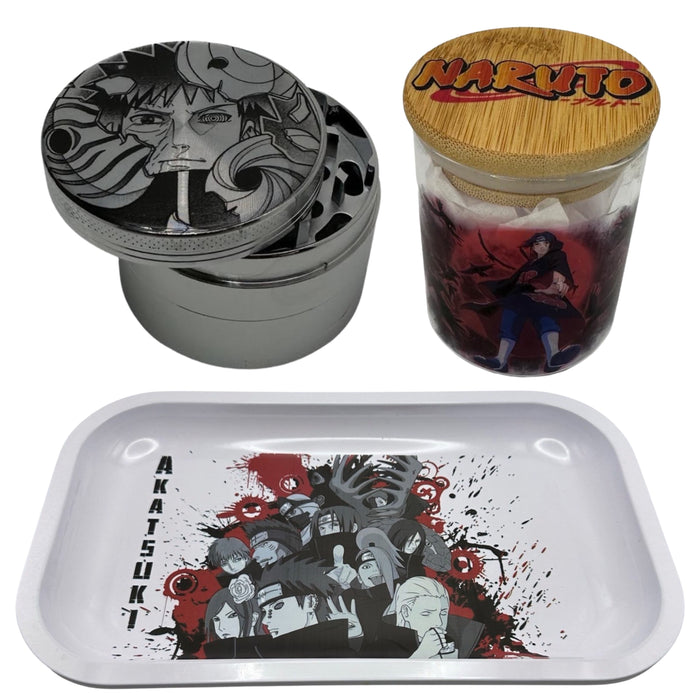 Obito Masks Manga Grinder, Jar, Rolling Tray Set