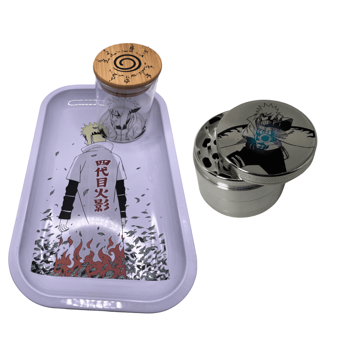 Naruto Anime Spice Grinder, Stash Jar, Rolling Tray Set - spicedanime