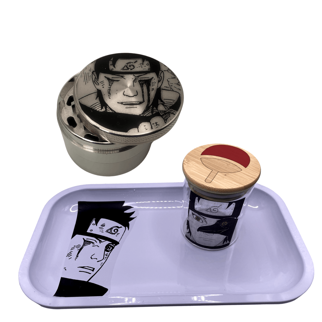 Naruto Anime Spice Grinder, Stash Jar, Rolling Tray Set - spicedanime