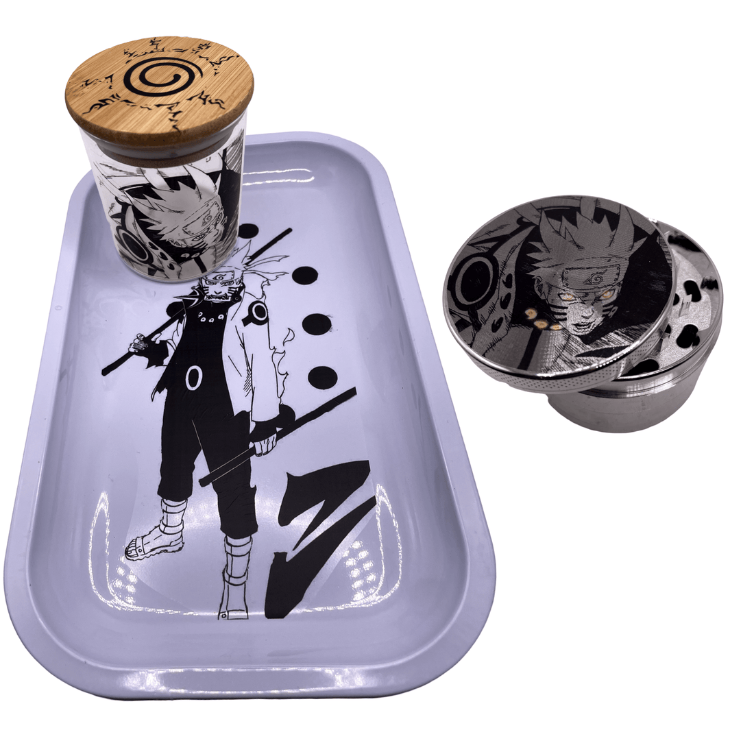Naruto Anime Spice Grinder, Stash Jar, Rolling Tray Set - spicedanime