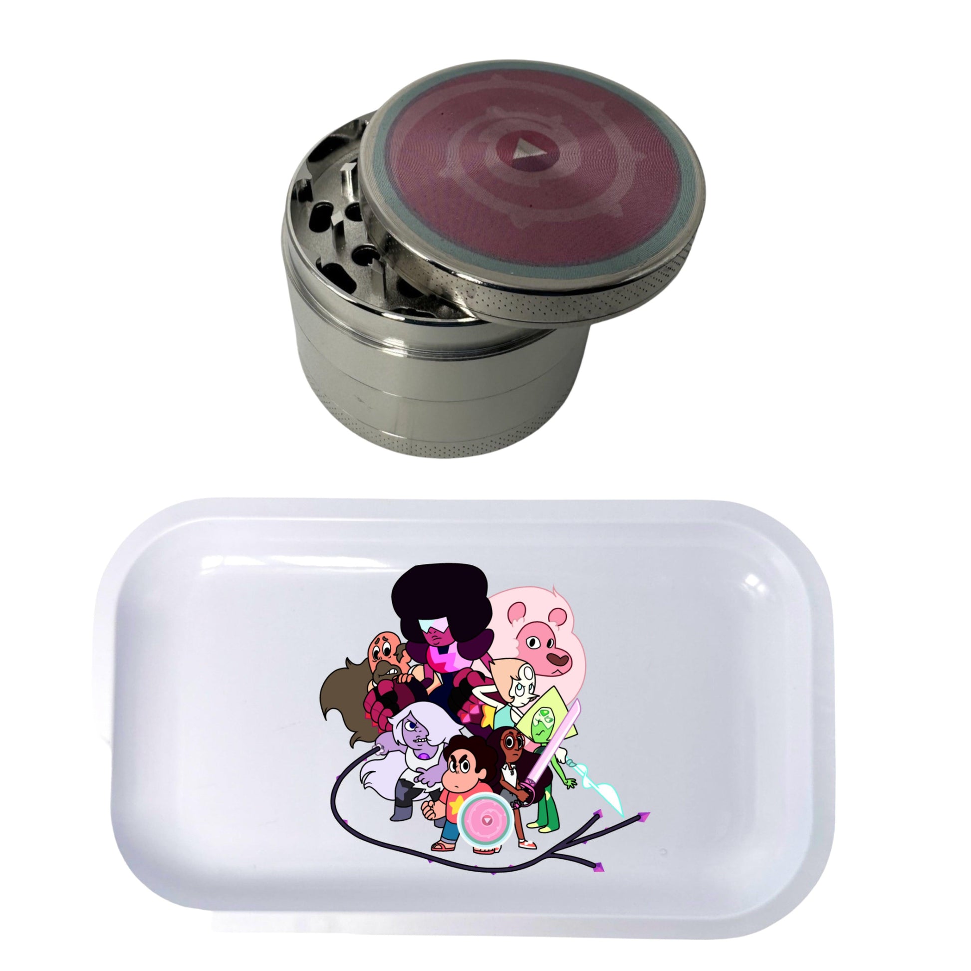 Steven Universe Cartoon Spice Grinder, Stash Jar, Rolling Tray Set - spicedanime