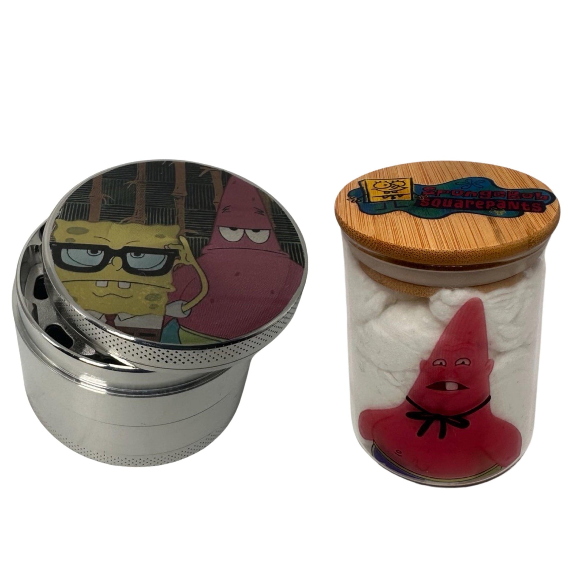 Spongebob Squarepants Cartoon Spice Grinder, Stash Jar, Rolling Tray Set - spicedanime