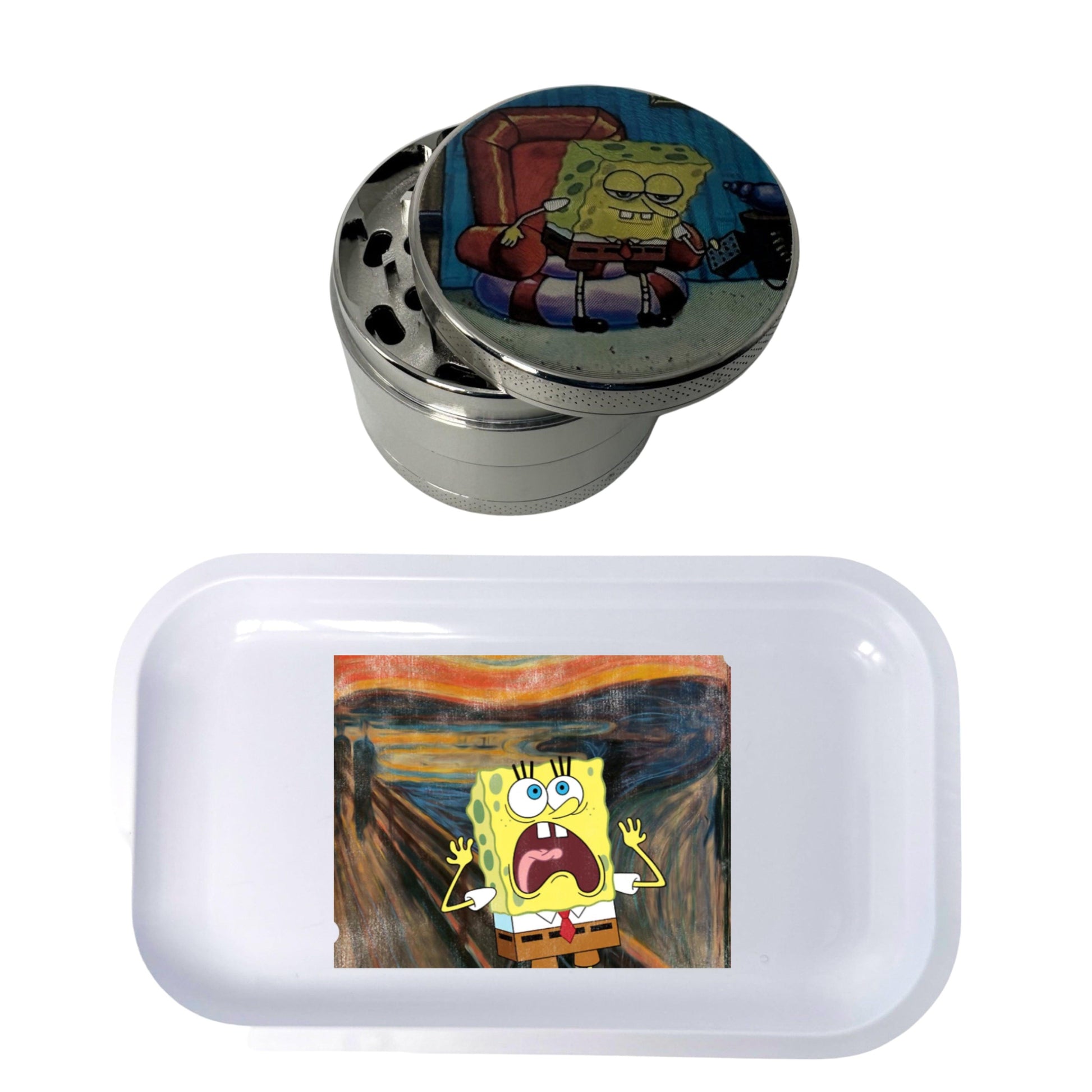 Spongebob Squarepants Cartoon Spice Grinder, Stash Jar, Rolling Tray Set - spicedanime