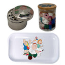 Family Guy Cartoon Spice Grinder, Stash Jar, Rolling Tray Set - spicedanime