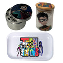 Teen Titans Cartoon Herb Grinder, Stash Jar, Rolling Tray Set - spicedanime