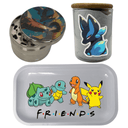 Pokemon Cartoon Spice Grinder, Stash Jar, Rolling Tray Set - spicedanime