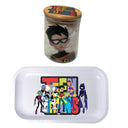 Teen Titans Cartoon Herb Grinder, Stash Jar, Rolling Tray Set - spicedanime