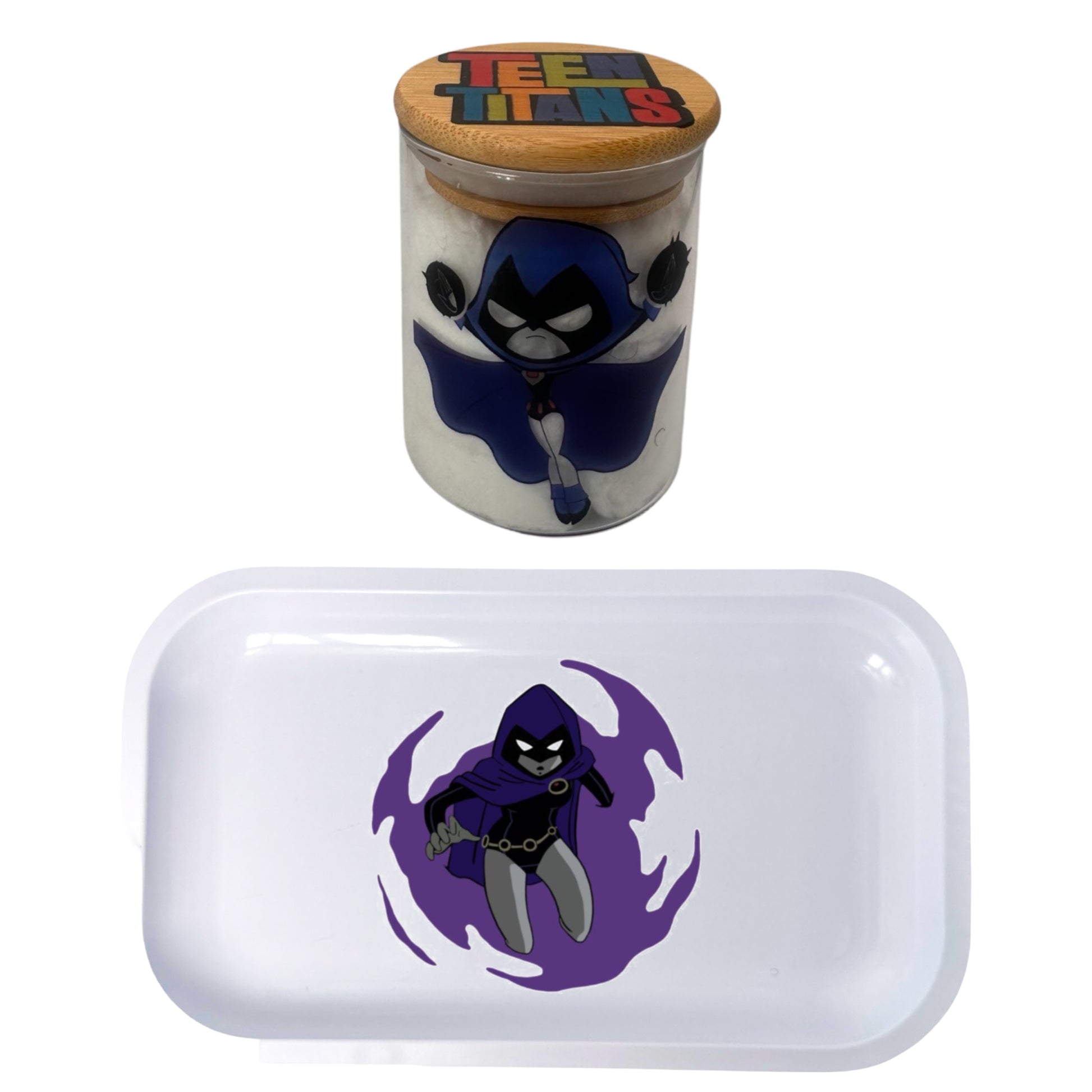 Teen Titans Cartoon Herb Grinder, Stash Jar, Rolling Tray Set - spicedanime