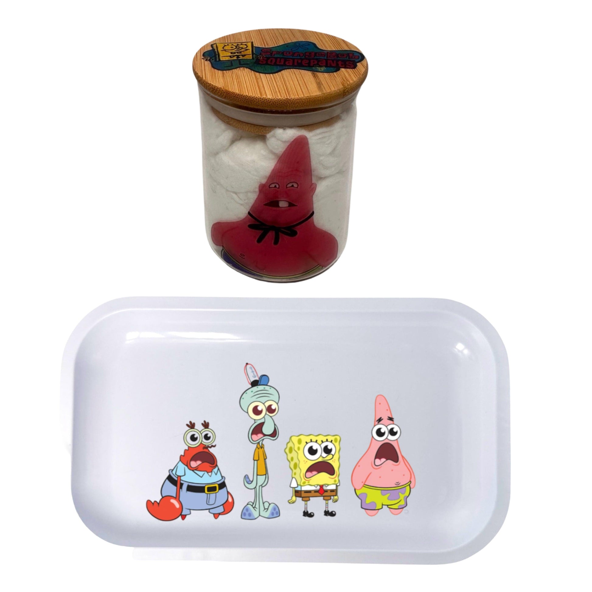 Spongebob Squarepants Cartoon Spice Grinder, Stash Jar, Rolling Tray Set - spicedanime