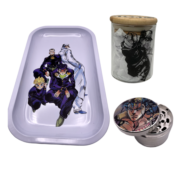 Johnny Joestar Manga Color Grinder, Jar, Rolling Tray Set