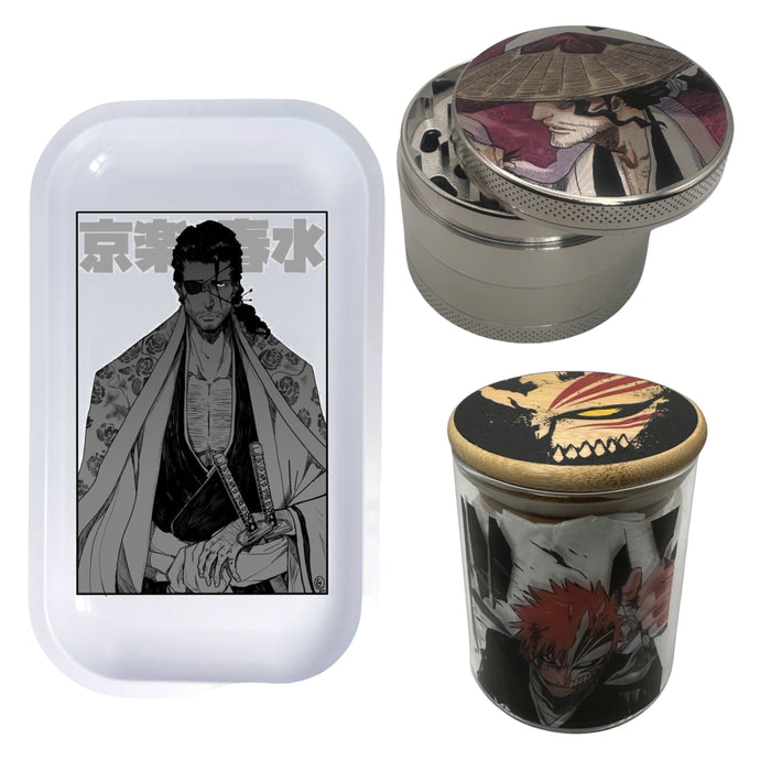 Shunsui Kyōraku Grinder, Jar, Rolling Tray Set