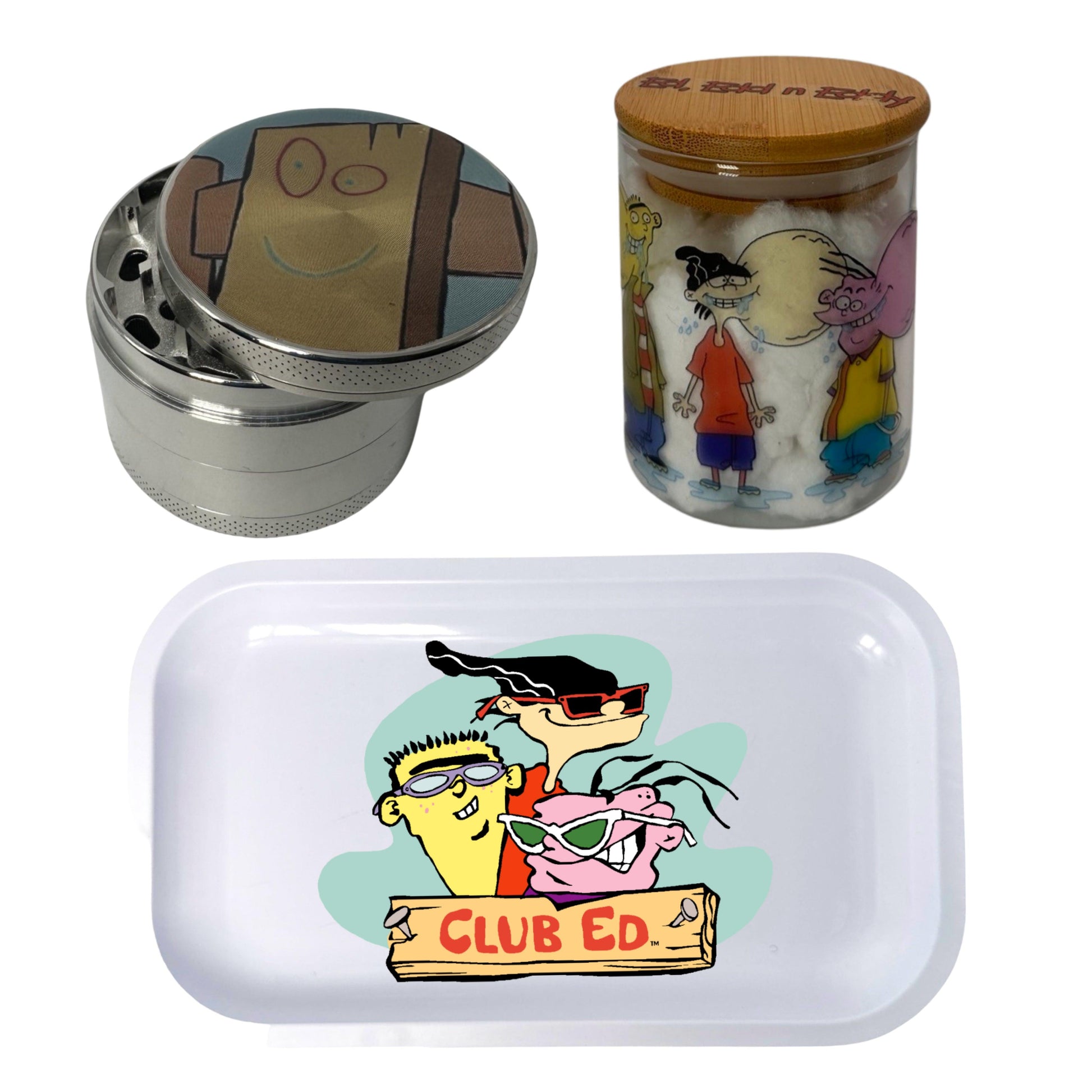 Ed, Edd n Eddy Cartoon Spice Grinder, Stash Jar, Rolling Tray Set - spicedanime