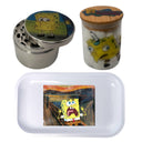 Spongebob Squarepants Cartoon Spice Grinder, Stash Jar, Rolling Tray Set - spicedanime