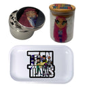 Teen Titans Cartoon Herb Grinder, Stash Jar, Rolling Tray Set - spicedanime