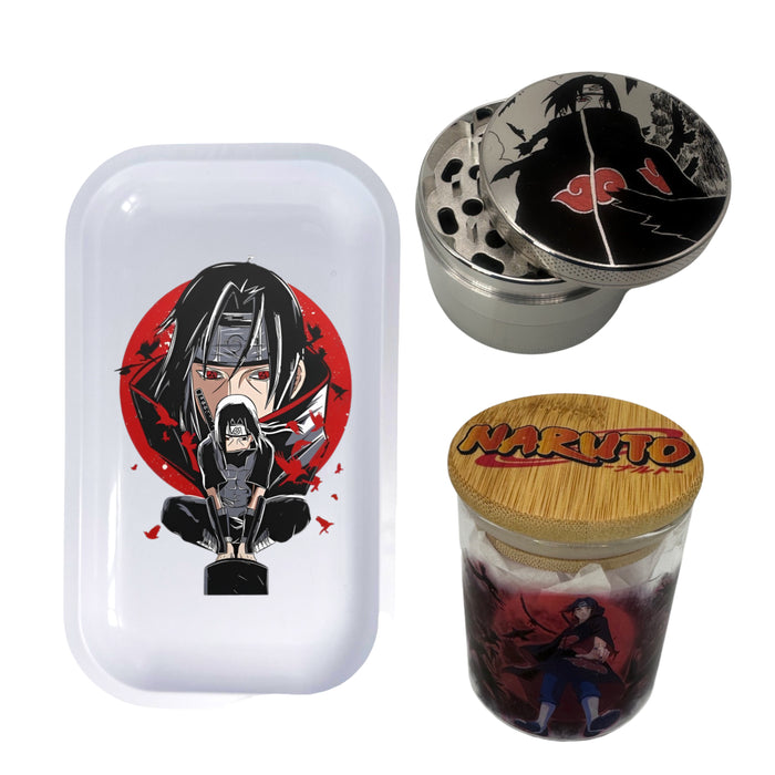 Itachi Akatsuki Clouds Grinder, Jar, Rolling Tray Set