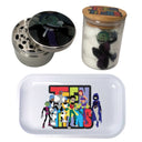Teen Titans Cartoon Herb Grinder, Stash Jar, Rolling Tray Set - spicedanime
