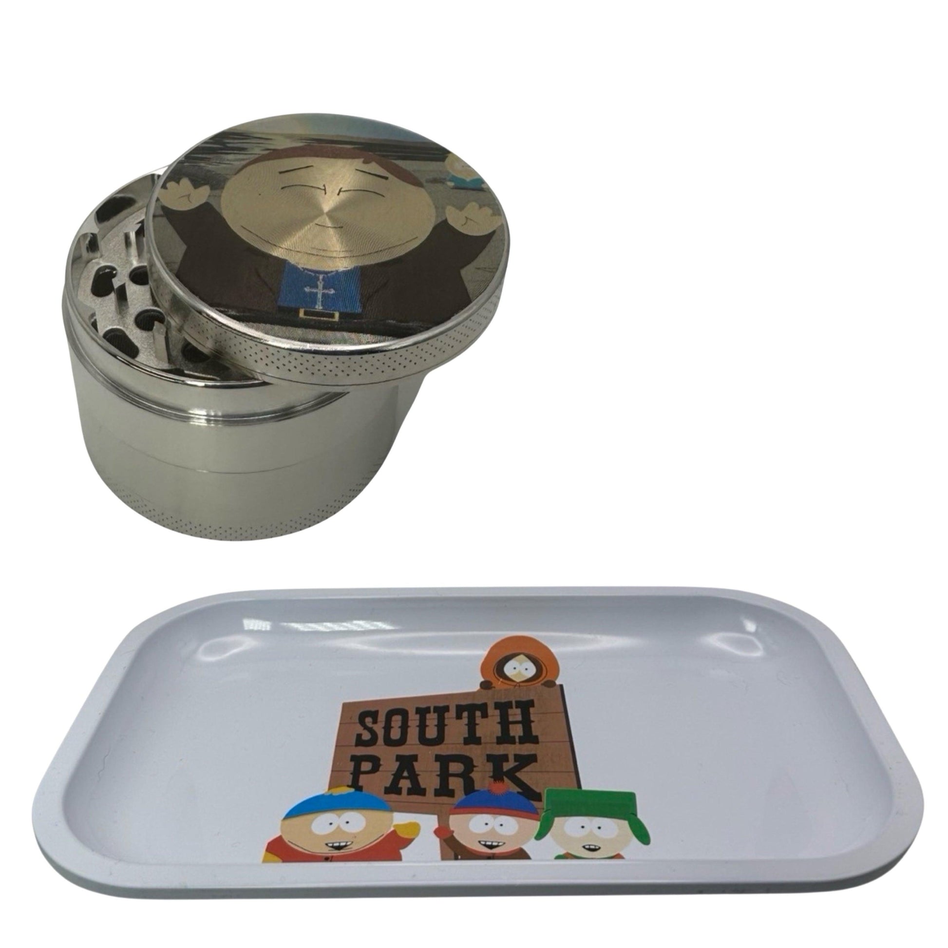 South Park Cartoon Spice Grinder, Stash Jar, Rolling Tray Set - spicedanime