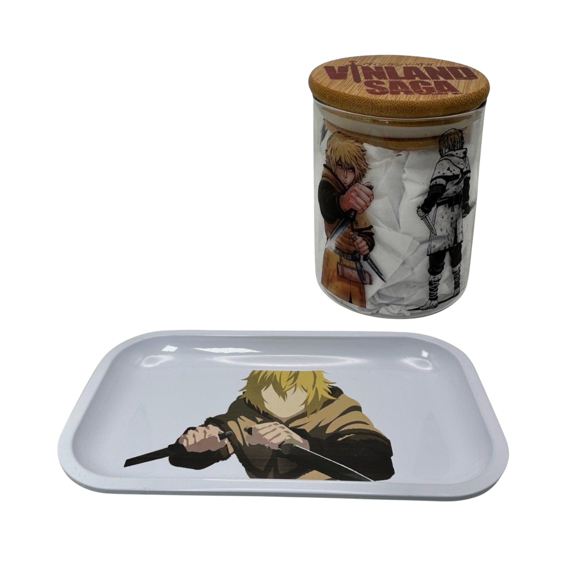 Vinland Saga Anime Herb Grinder, Stash Jar, Rolling Tray Set - spicedanime