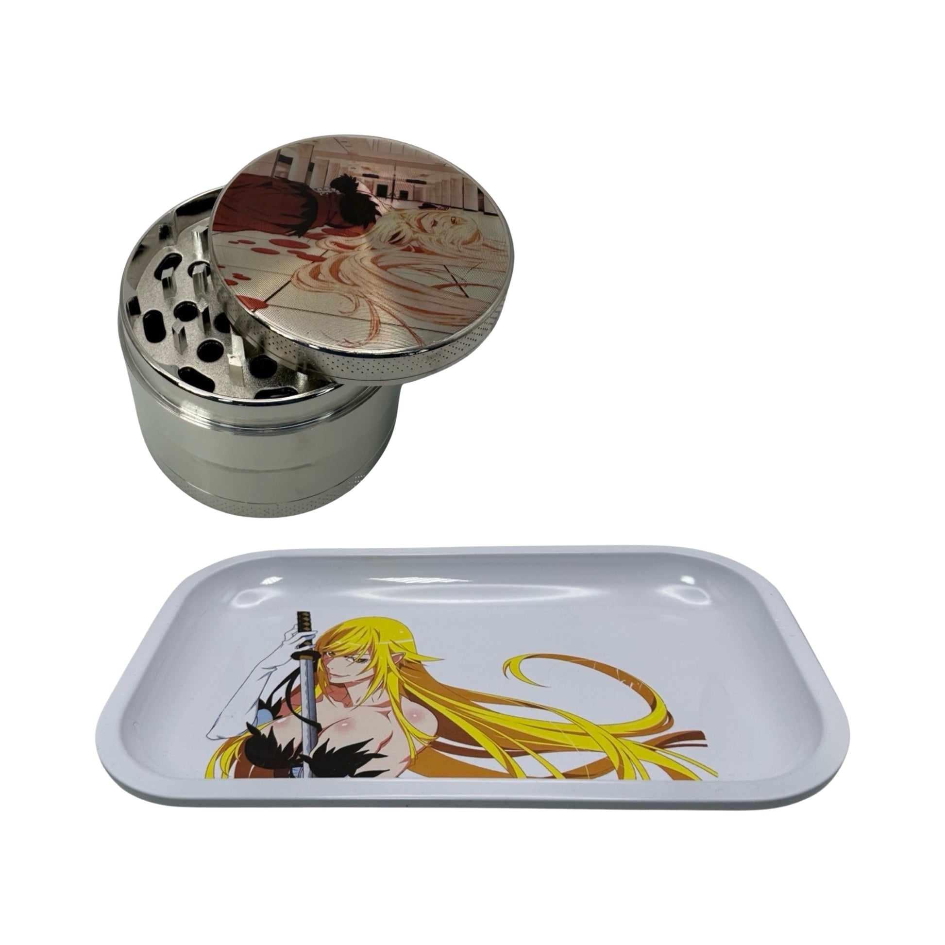 Monogatari Anime Spice Grinder, Stash Jar, Rolling Tray Set - spicedanime