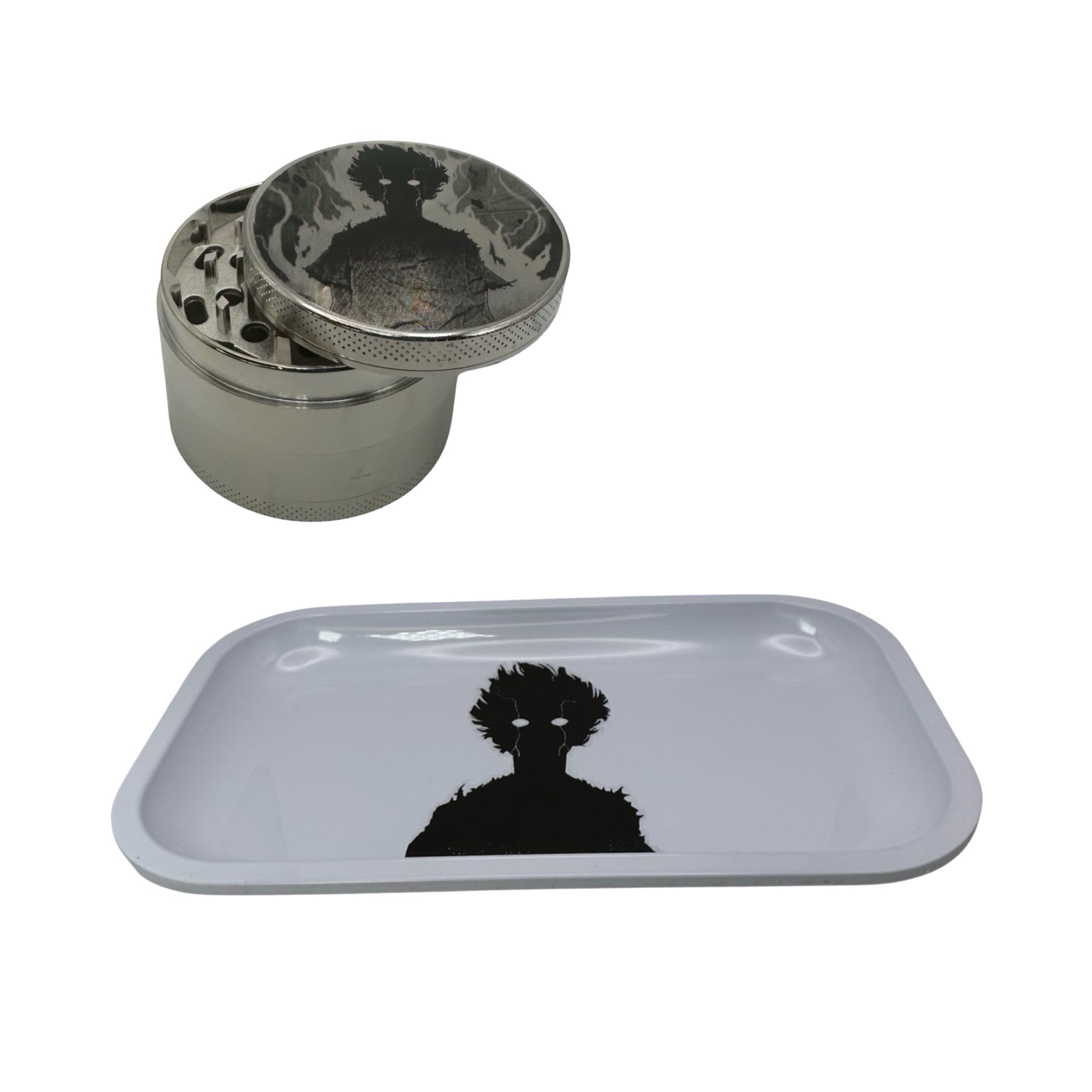 Mob Psycho 100 Anime Spice Grinder, Stash Jar, Rolling Tray Set - spicedanime