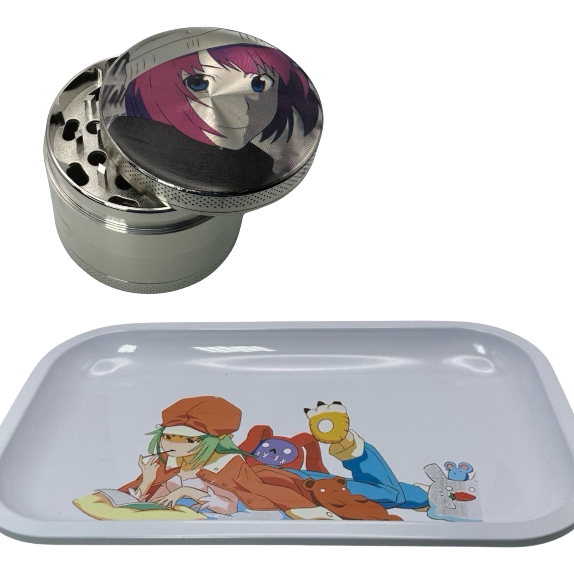 Monogatari Anime Spice Grinder, Stash Jar, Rolling Tray Set - spicedanime